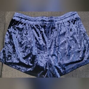 Torrid Navy Plush Velvet Shorts And Red Plush Velvet